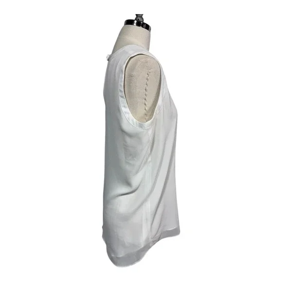Cabi White Sleeveless Double Layer Blouse Pleated Front Women's S‎ - Picture 5 of 8